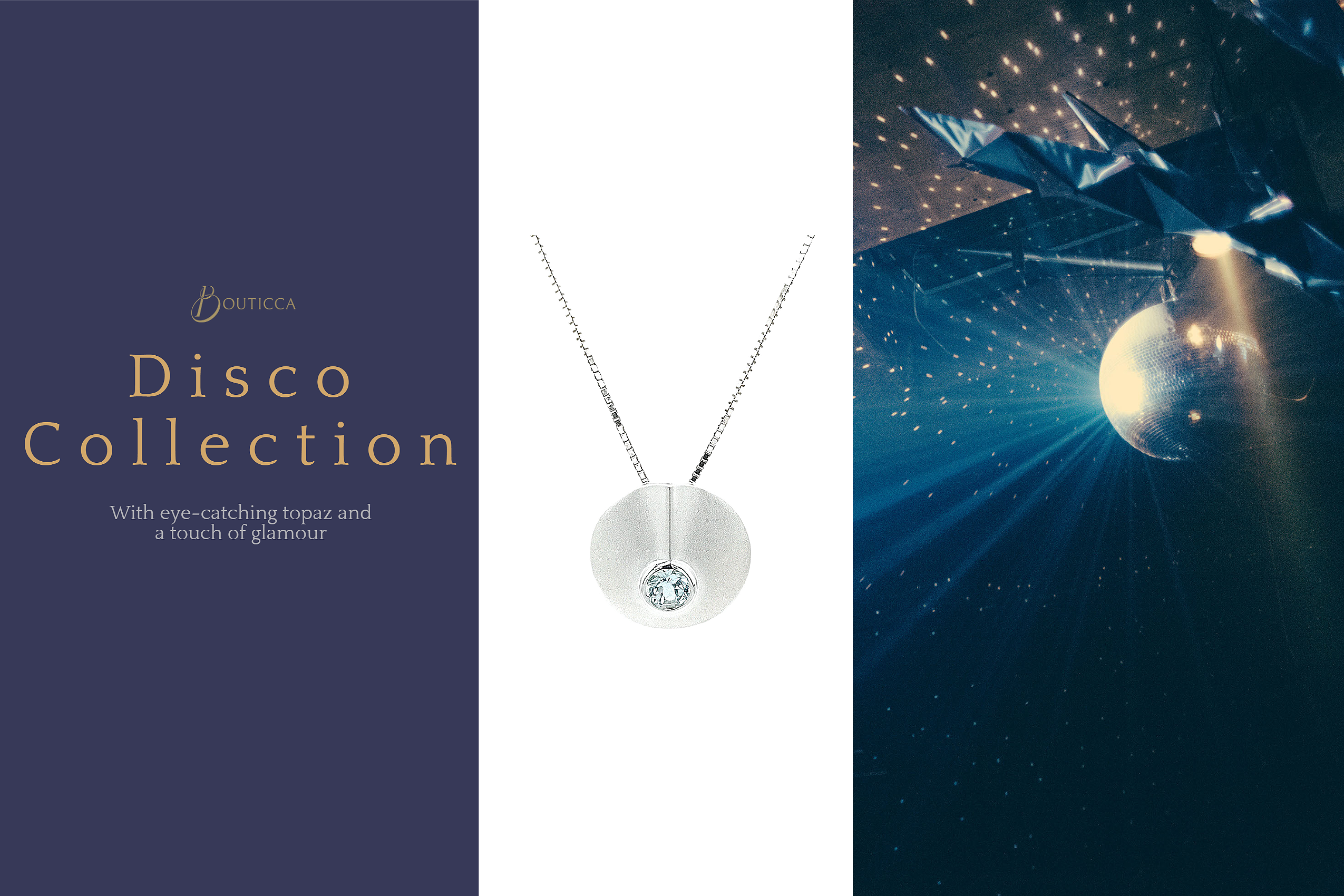Sterling Silver Round Disc Pendant Necklace Set with Blue Topaz