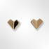 Sterling Silver Yellow Gold Plated Satin and Polished Finish V Shaped Stud Earrings