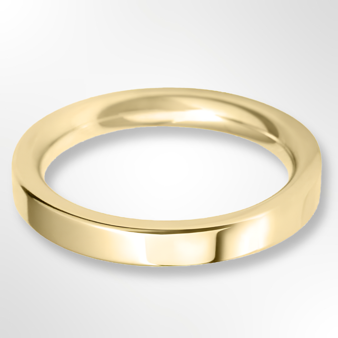 Heavy Flat Court Wedding Ring Gold 3.0mm