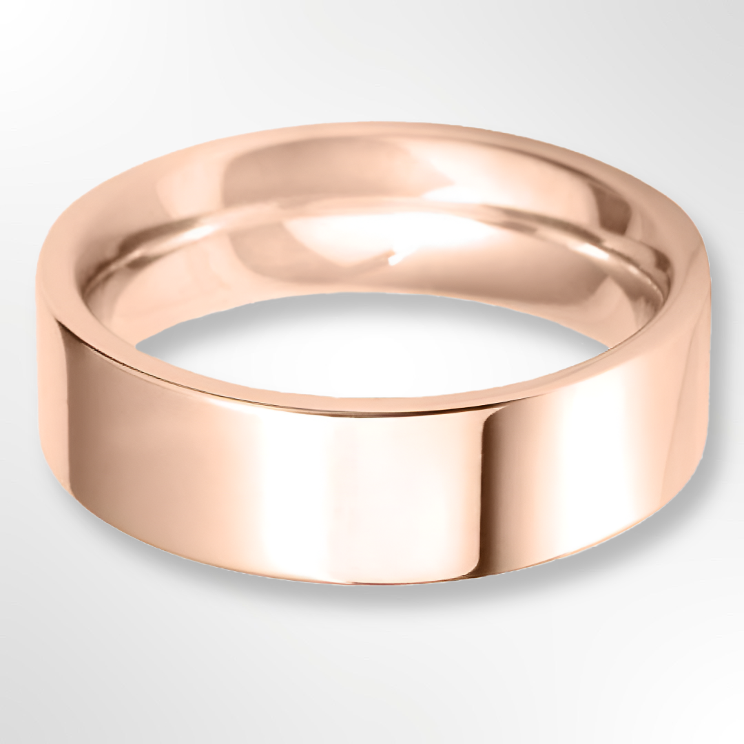 Heavy Flat Court Wedding Ring Rose Gold 6.0mm