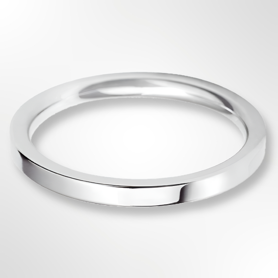 Heavy Flat Court Wedding Ring White Gold 2.0mm