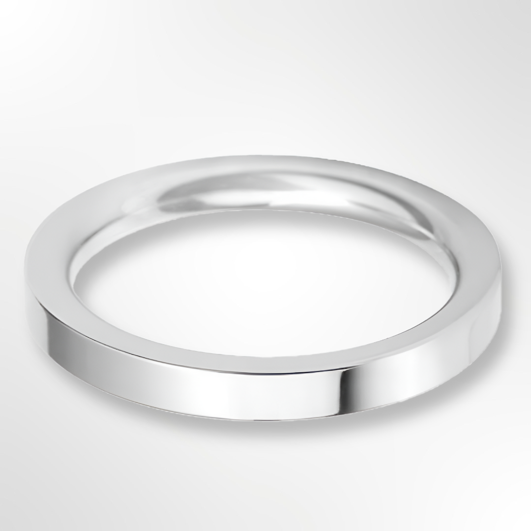 Heavy Flat Court Wedding Ring White Gold 2.5mm