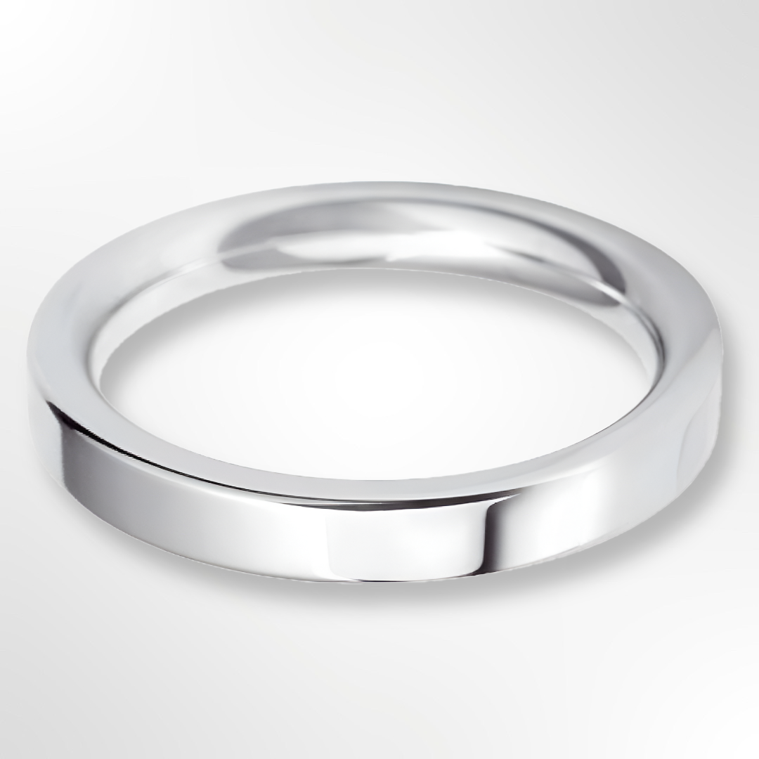 Heavy Flat Court Wedding Ring White Gold 3.0mm