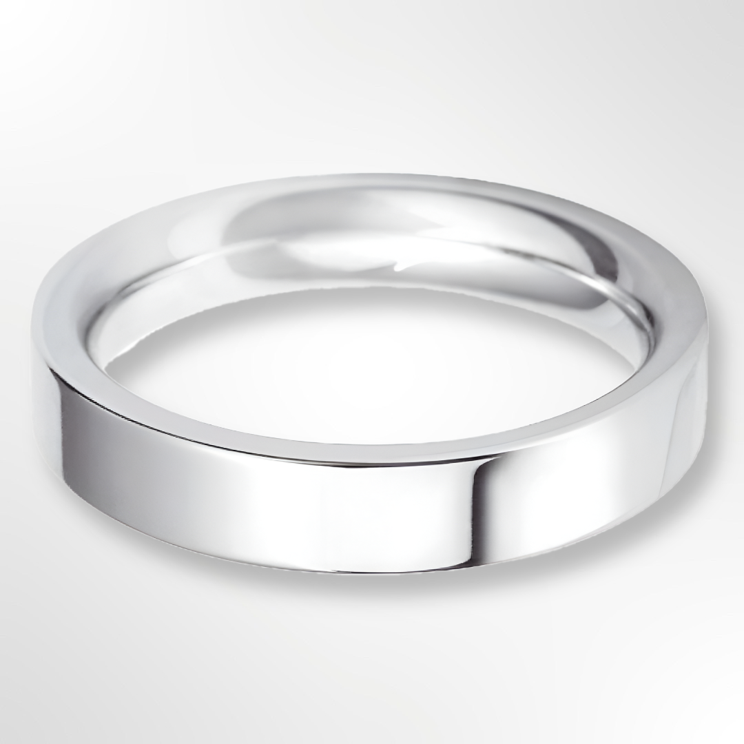 Heavy Flat Court Wedding Ring White Gold 4.0mm