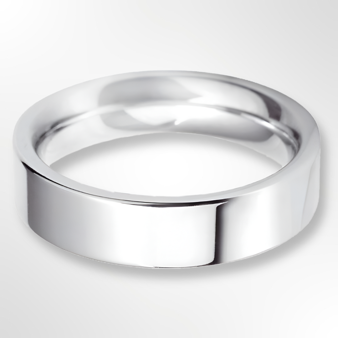 Heavy Flat Court Wedding Ring White Gold 5.0mm