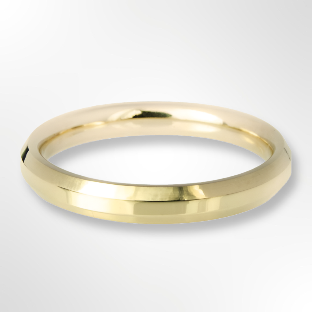 Light Bevelled Edge Profile Wedding Ring Yellow Gold 3.0mm