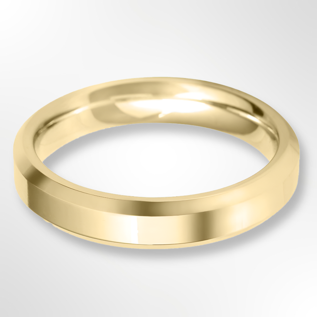 Light Bevelled Edge Profile Wedding Ring Yellow Gold 4.0mm