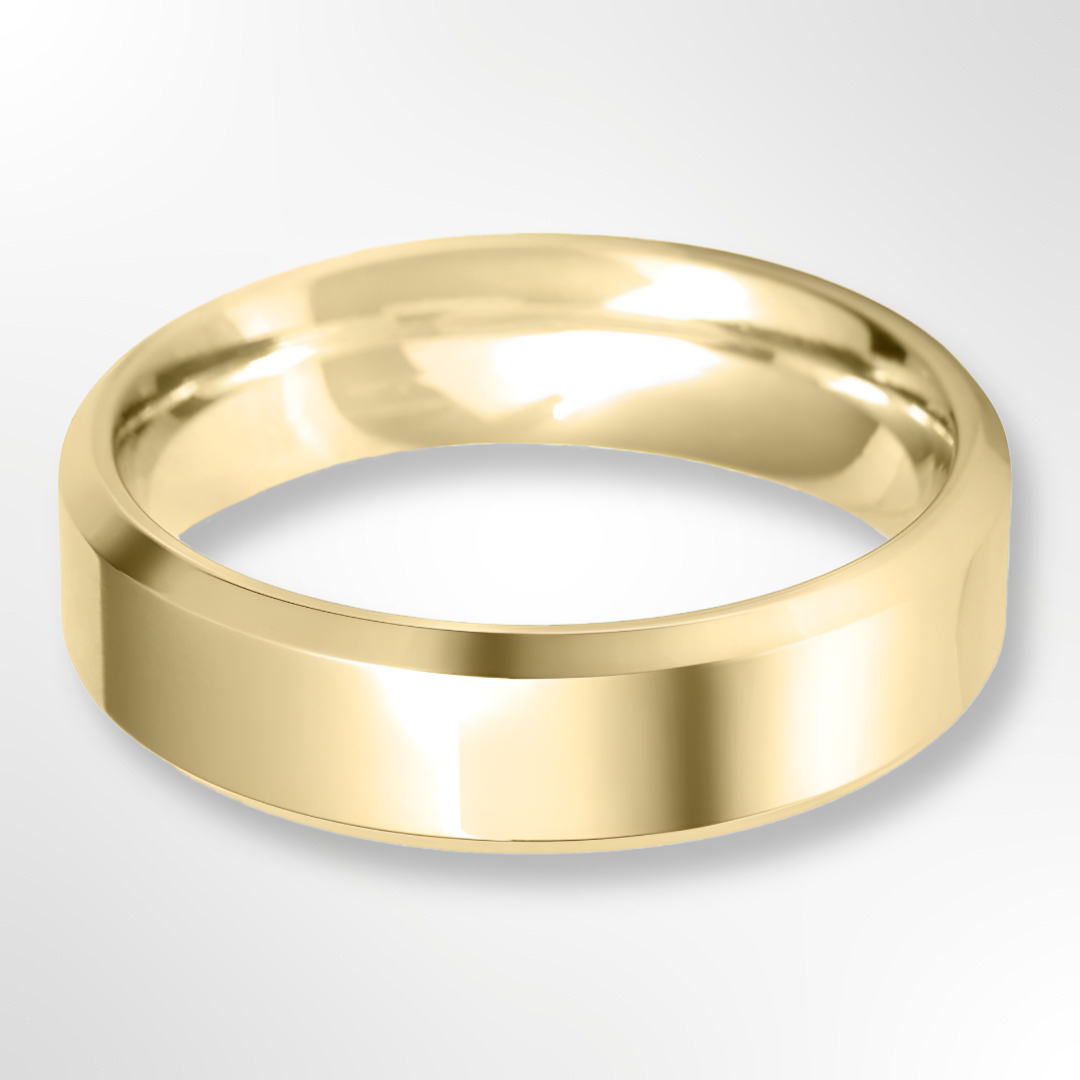 Light Bevelled Edge Profile Wedding Ring Yellow Gold 6.0mm
