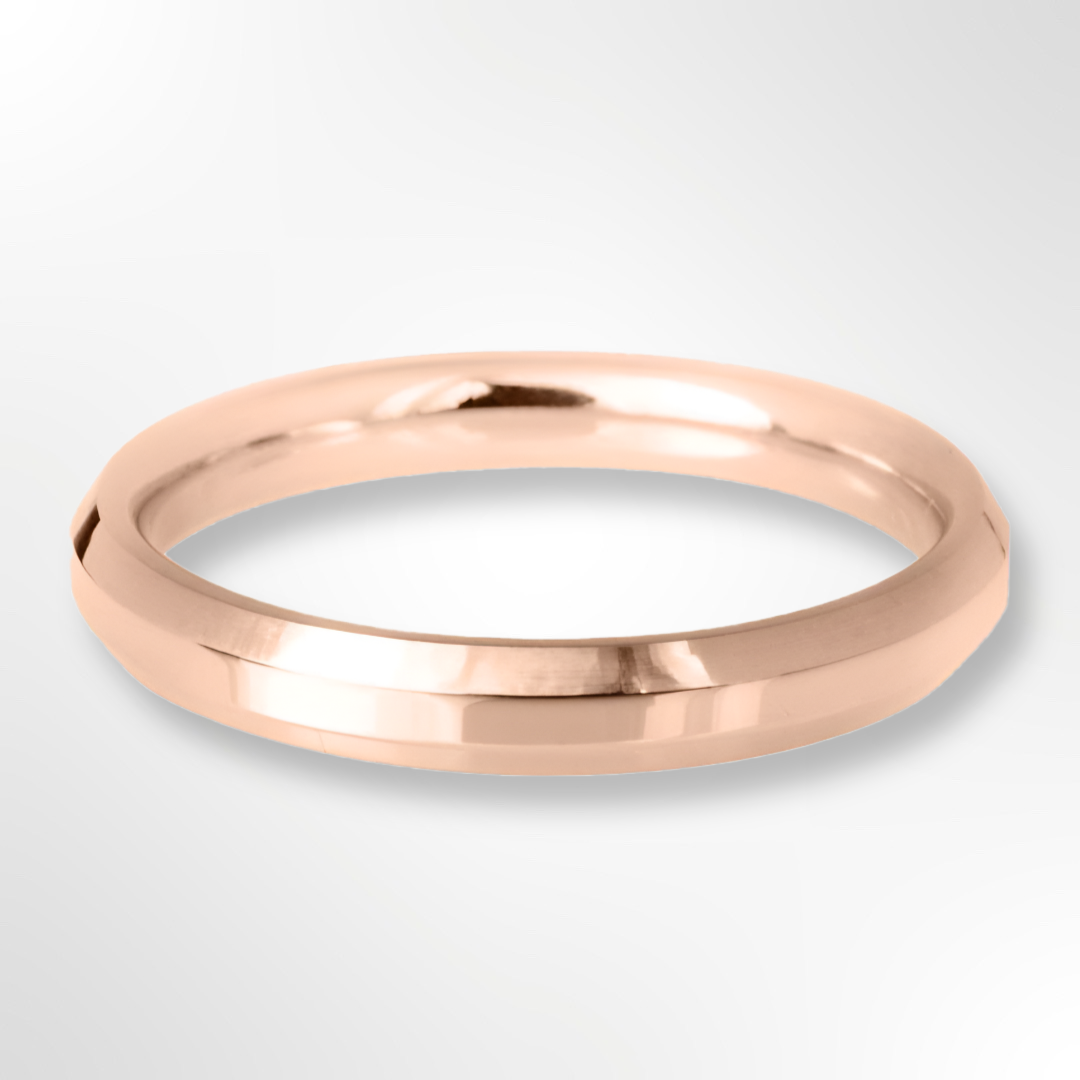 Light Bevelled Edge Profile Wedding Ring Rose Gold 3.0mm