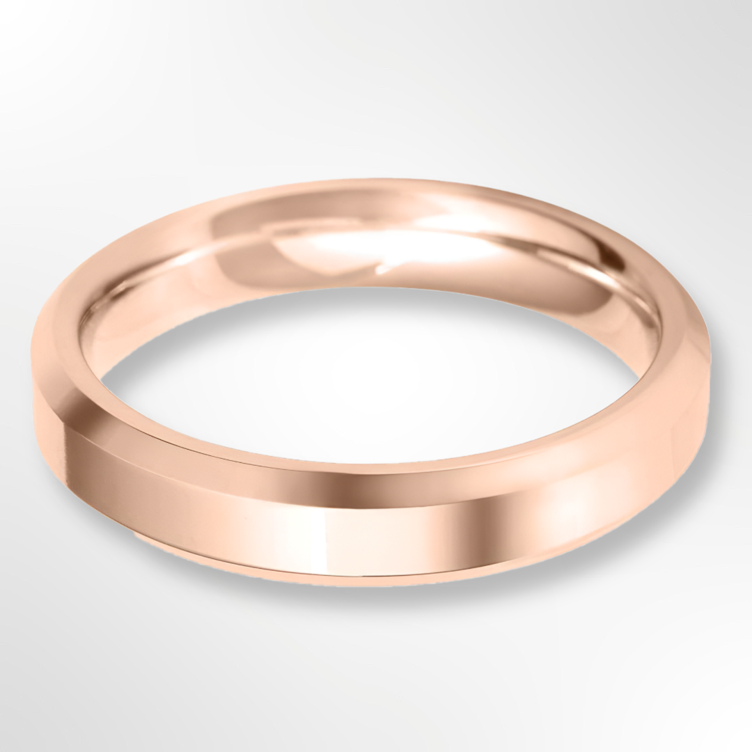 Light Bevelled Edge Profile Wedding Ring Rose Gold 4.0mm