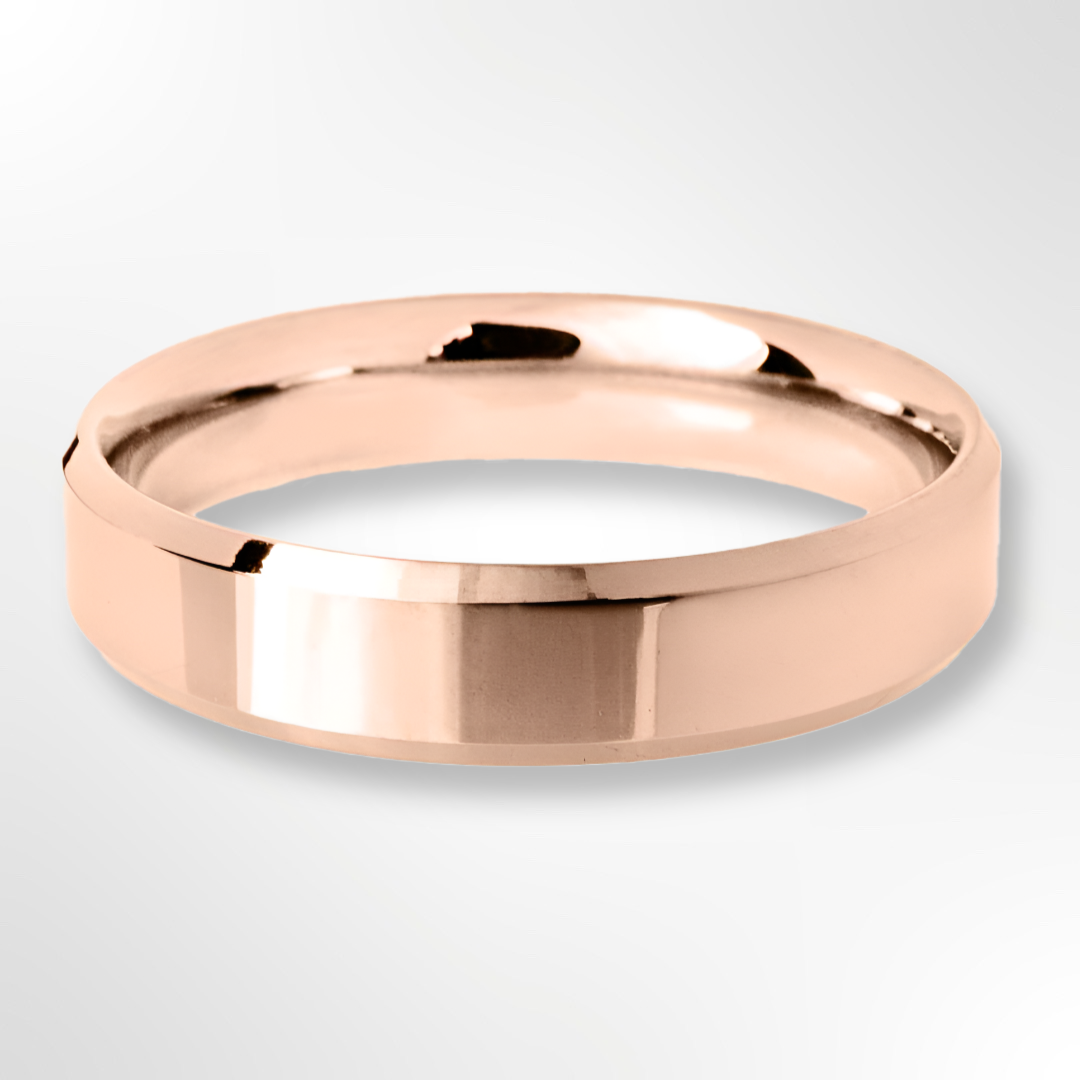 Light Bevelled Edge Profile Wedding Ring Rose Gold 5.0mm