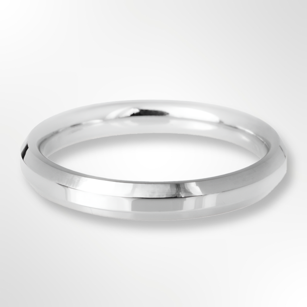 Light Bevelled Edge Profile Wedding Ring White Gold 3.0mm
