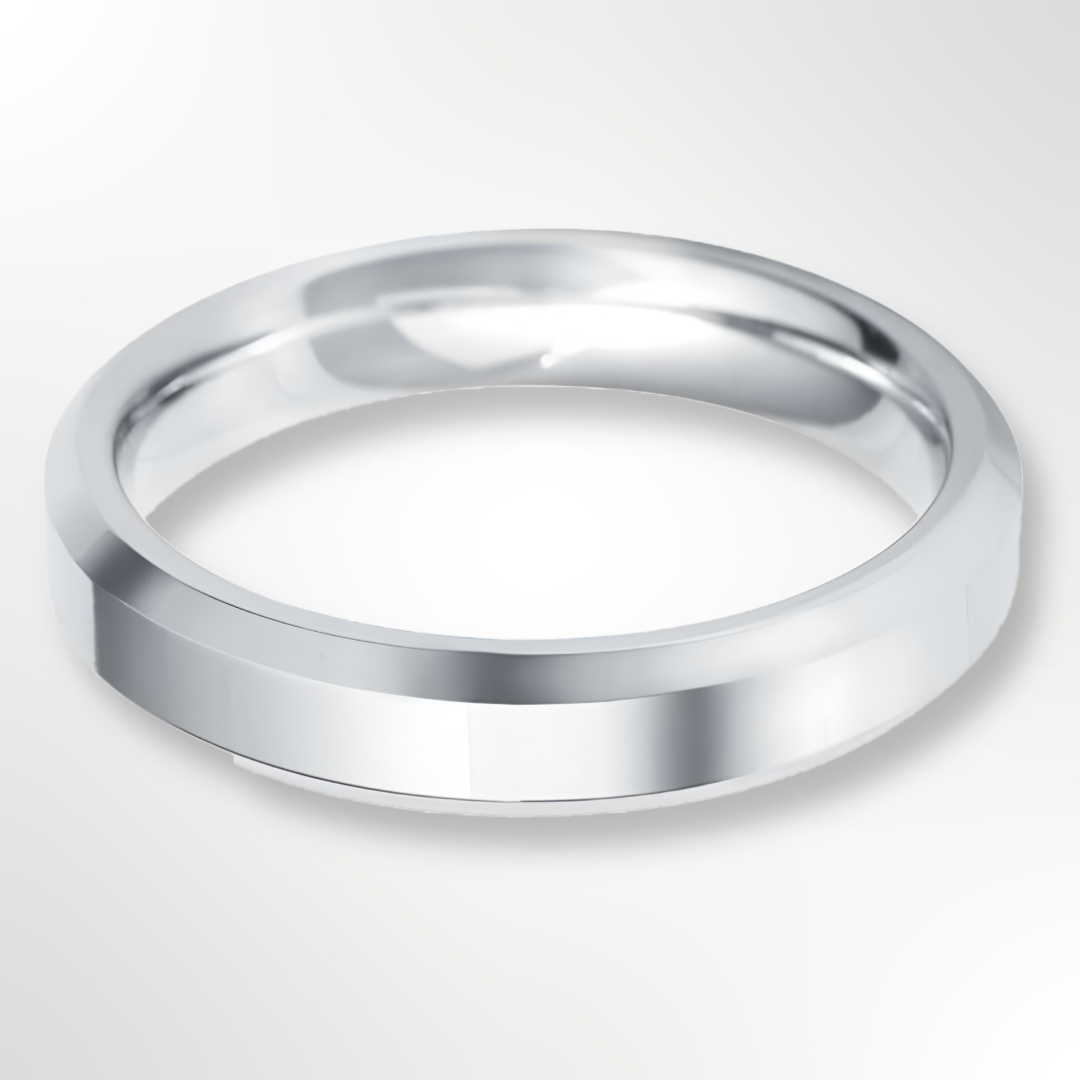 Light Bevelled Edge Profile Wedding Ring White Gold 4.0mm