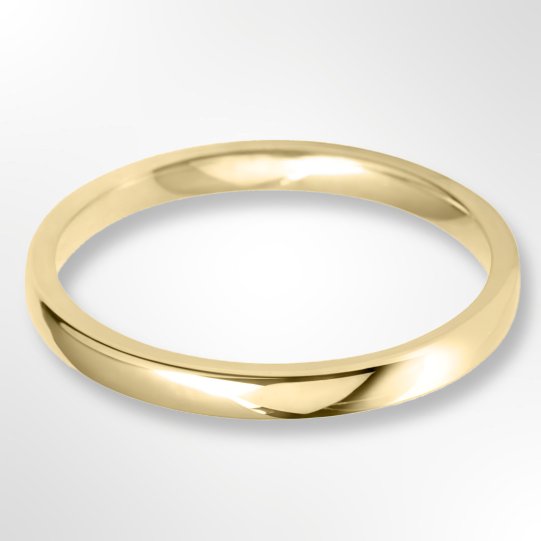 Light Cushion Profile Wedding Ring Yellow Gold 2.0mm