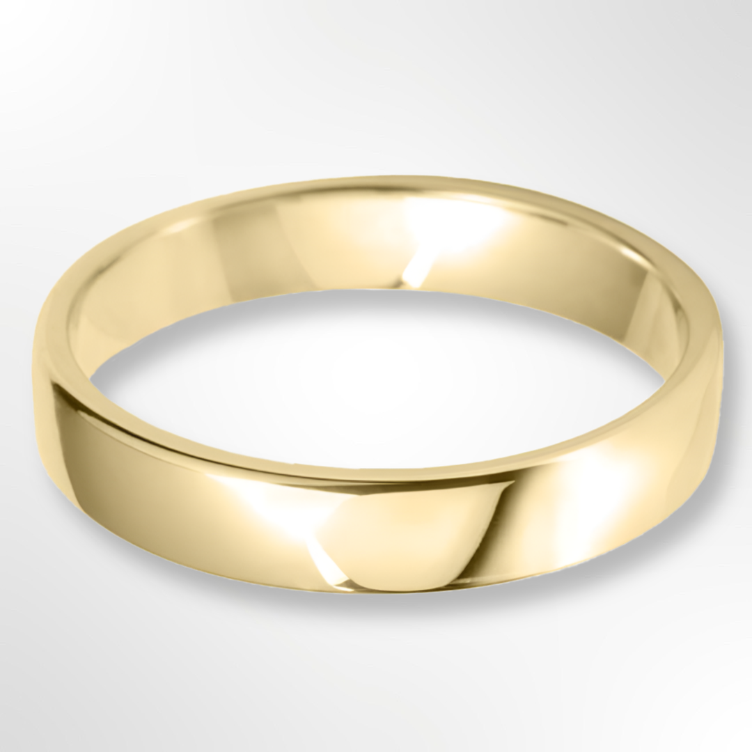 Light Cushion Profile Wedding Ring Yellow Gold 4.0mm