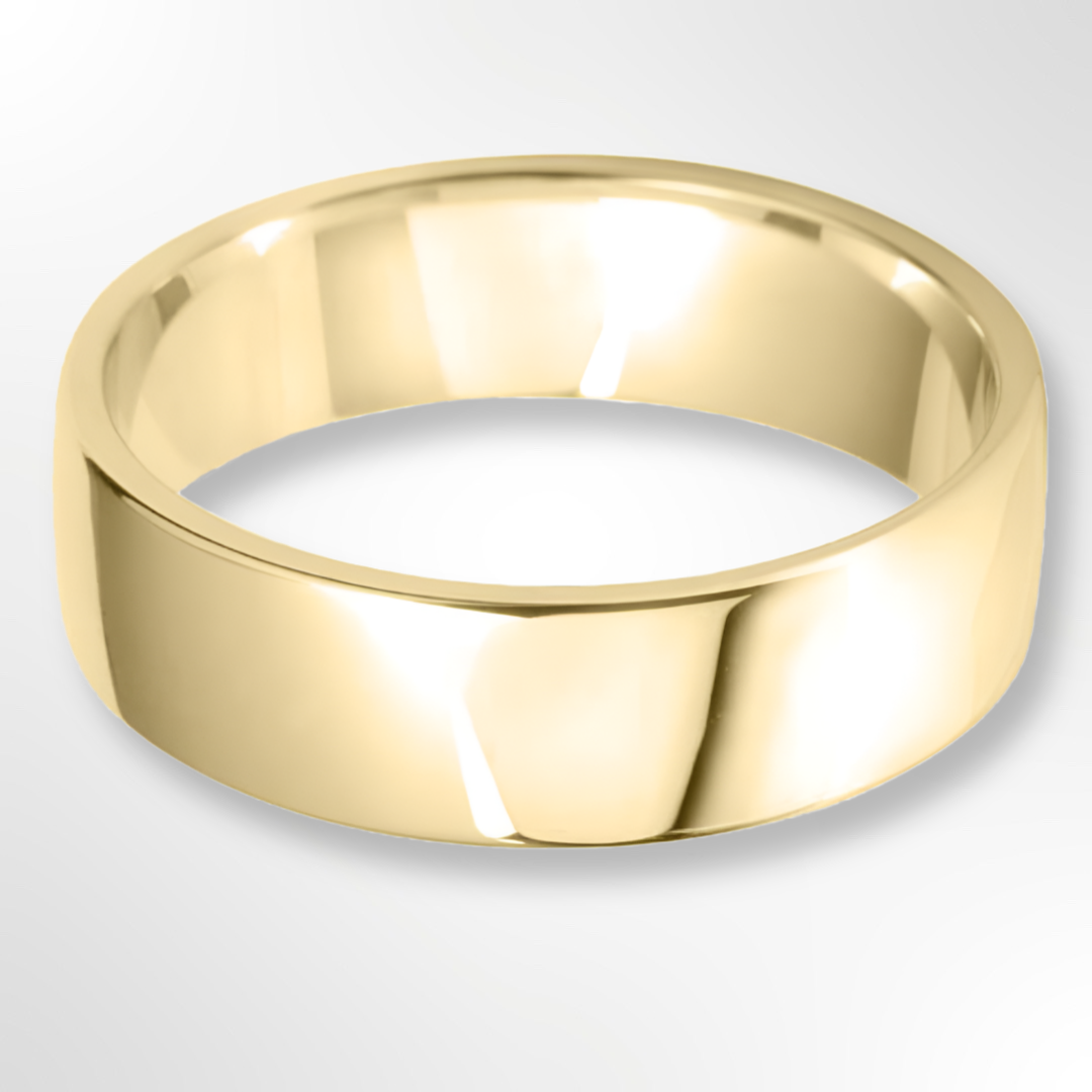 Light Cushion Profile Wedding Ring Yellow Gold 6.0mm