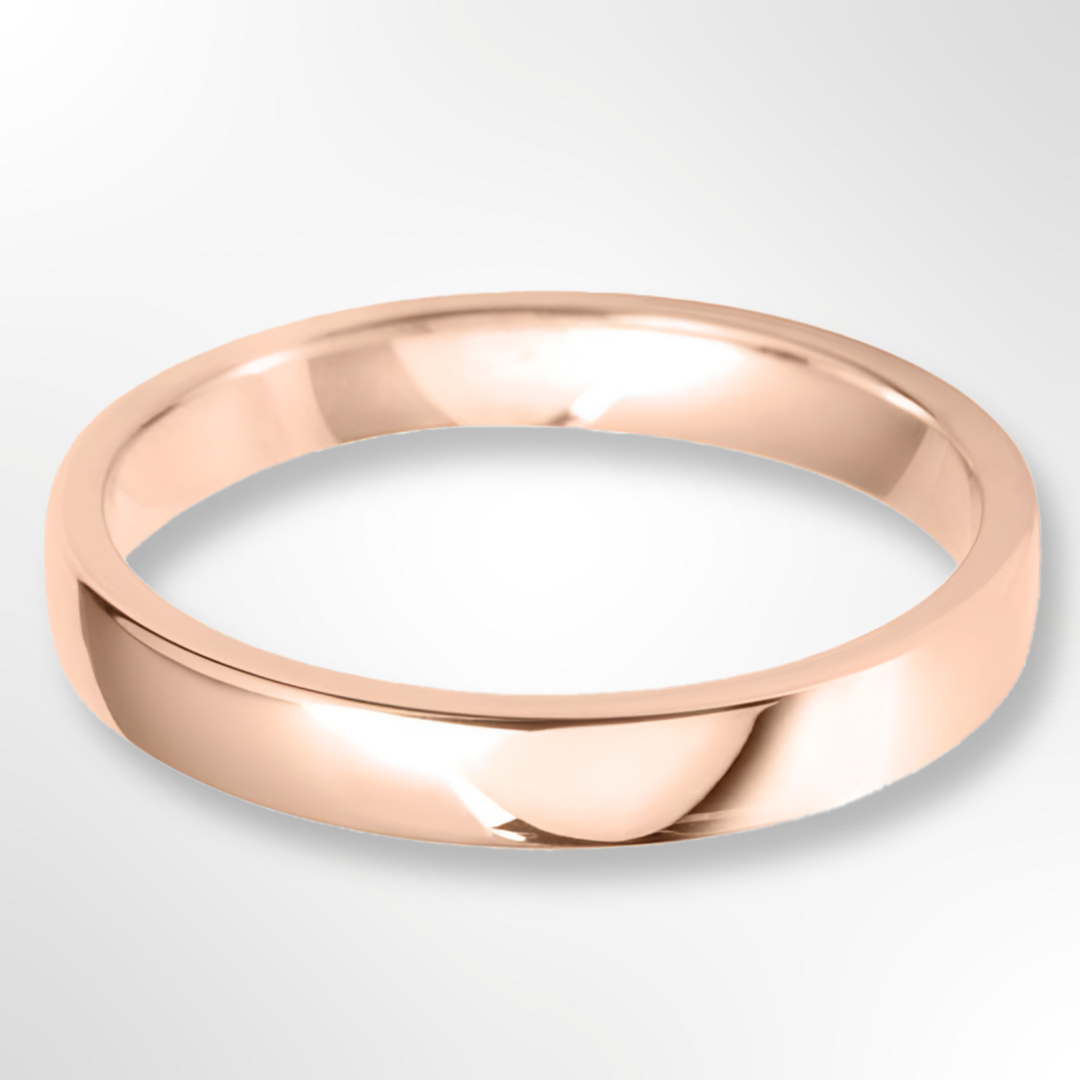 Light Cushion Profile Wedding Ring Rose Gold 3.0mm