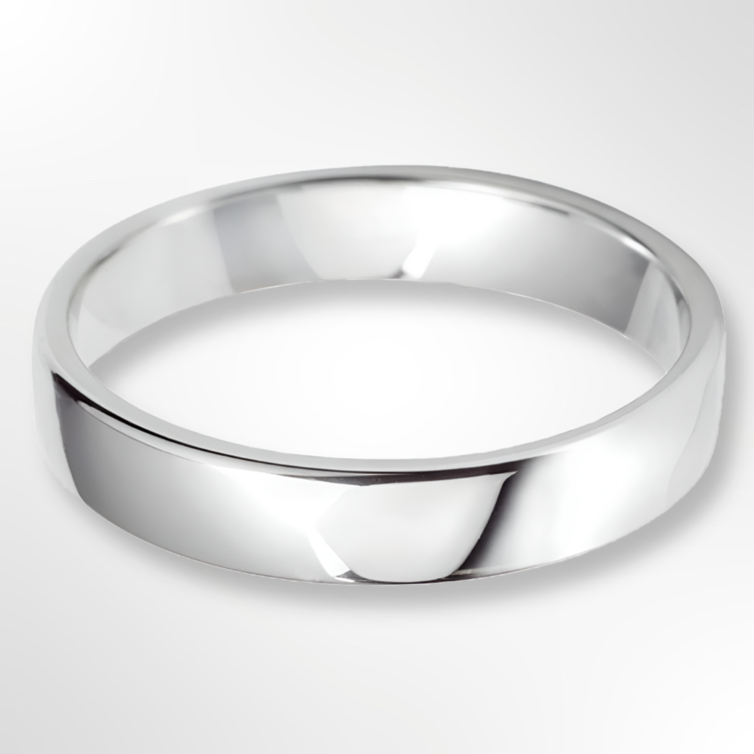 Light Cushion Profile Wedding Ring White Gold 4.0mm