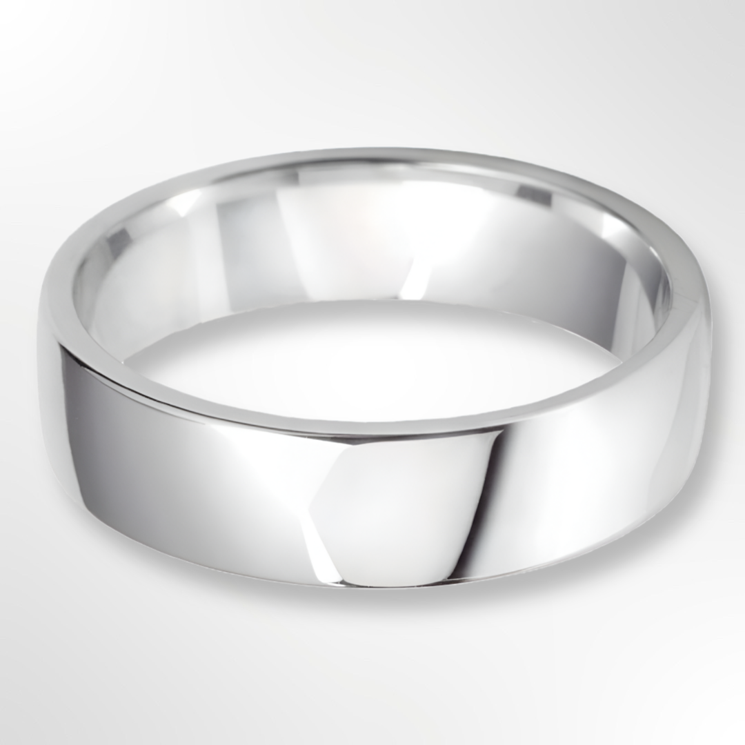 Light Cushion Profile Wedding Ring White Gold 5.0mm