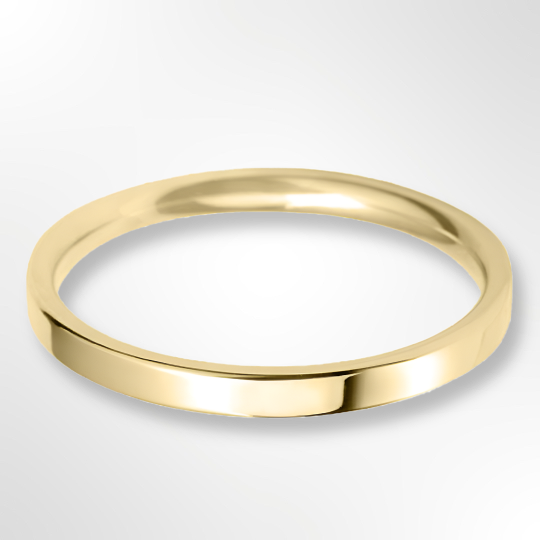 Light Flat Court Wedding Ring Gold 2.0mm