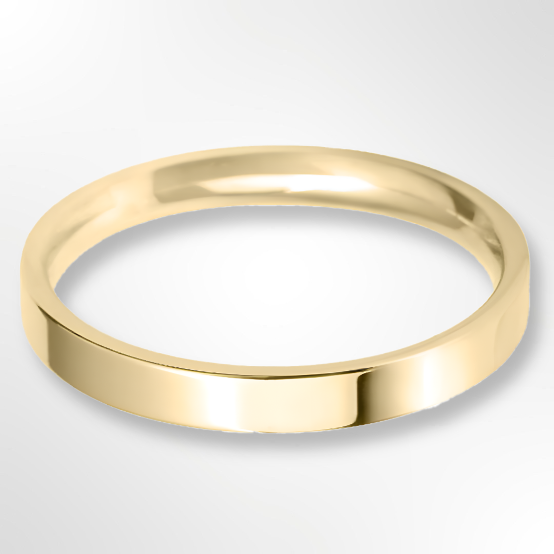 Light Flat Court Wedding Ring Gold 2.5mm