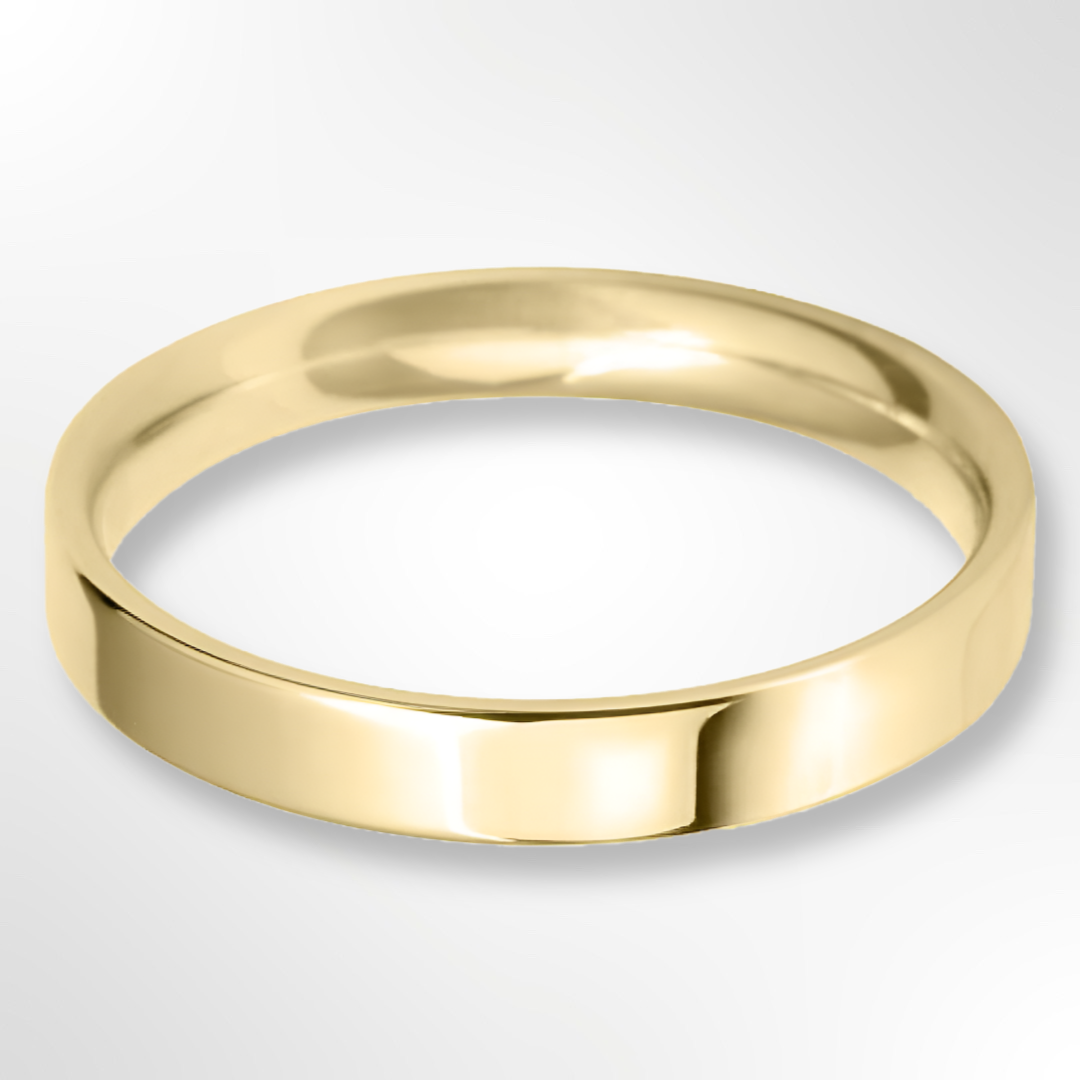 Light Flat Court Wedding Ring Gold 3.0mm