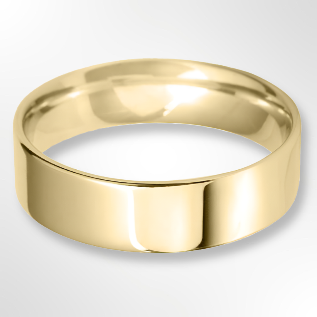 Light Flat Court Wedding Ring Gold 6.0mm