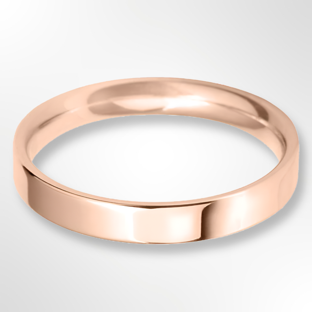Light Flat Court Wedding Ring Rose Gold 3.0mm