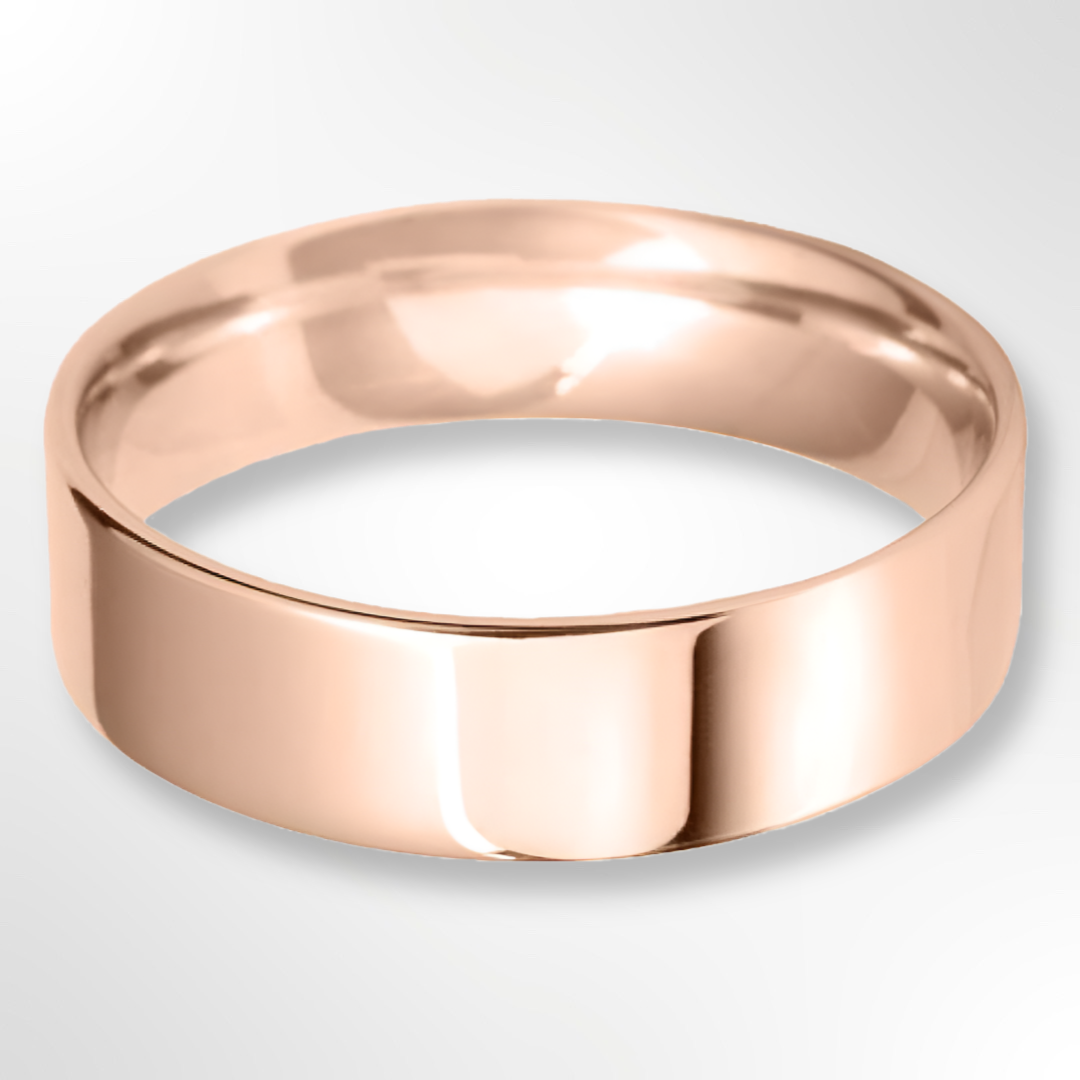 Light Flat Court Wedding Ring Rose Gold 6.0mm