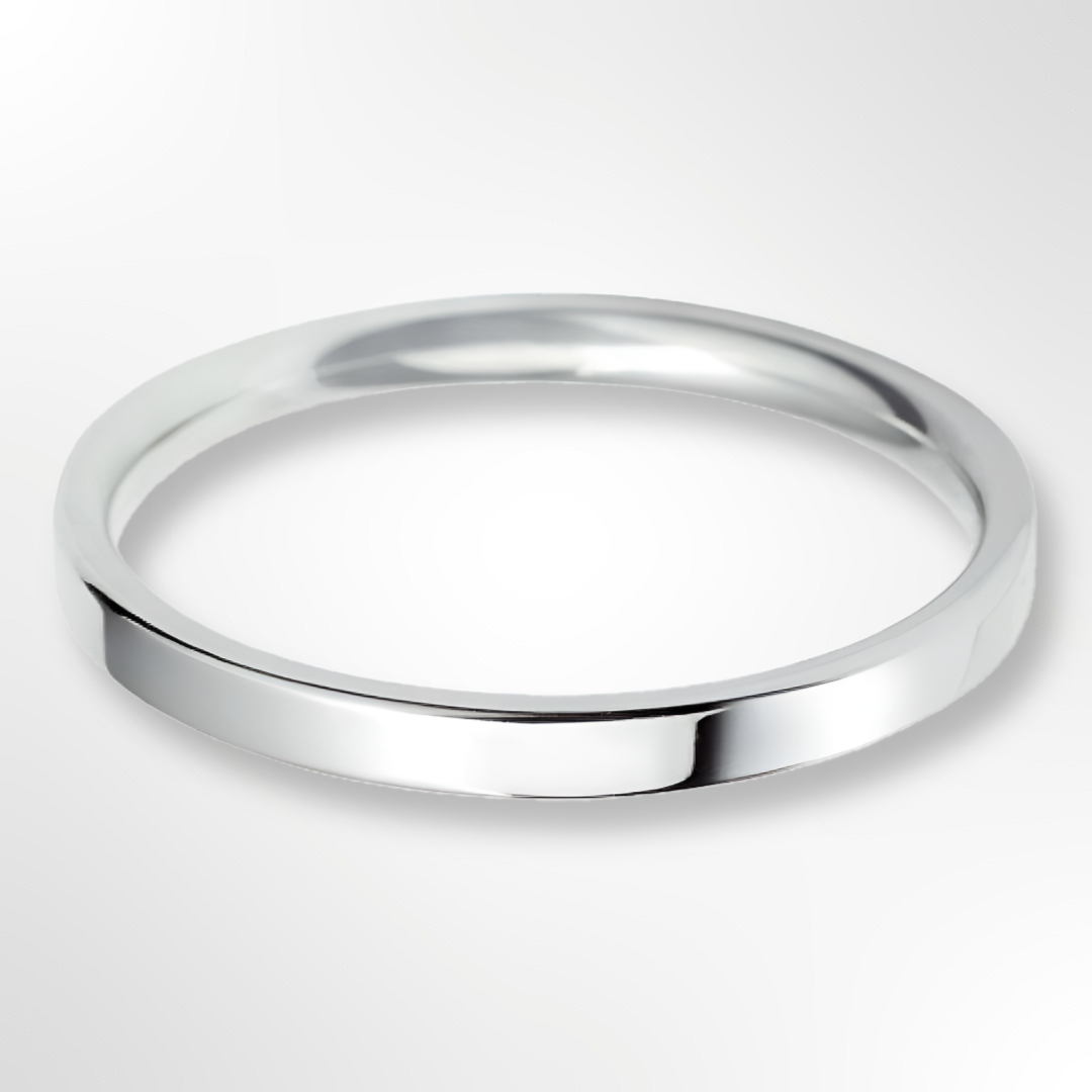 Light Flat Court Wedding Ring White Gold 2.0mm