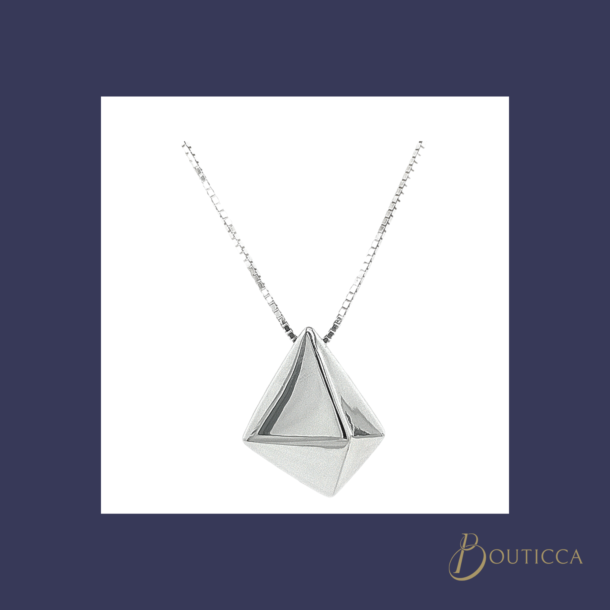 Silver Pyramid Pendant Necklace