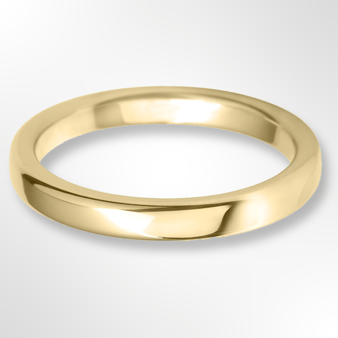 Rounded Flat Wedding Ring Gold 2.0mm