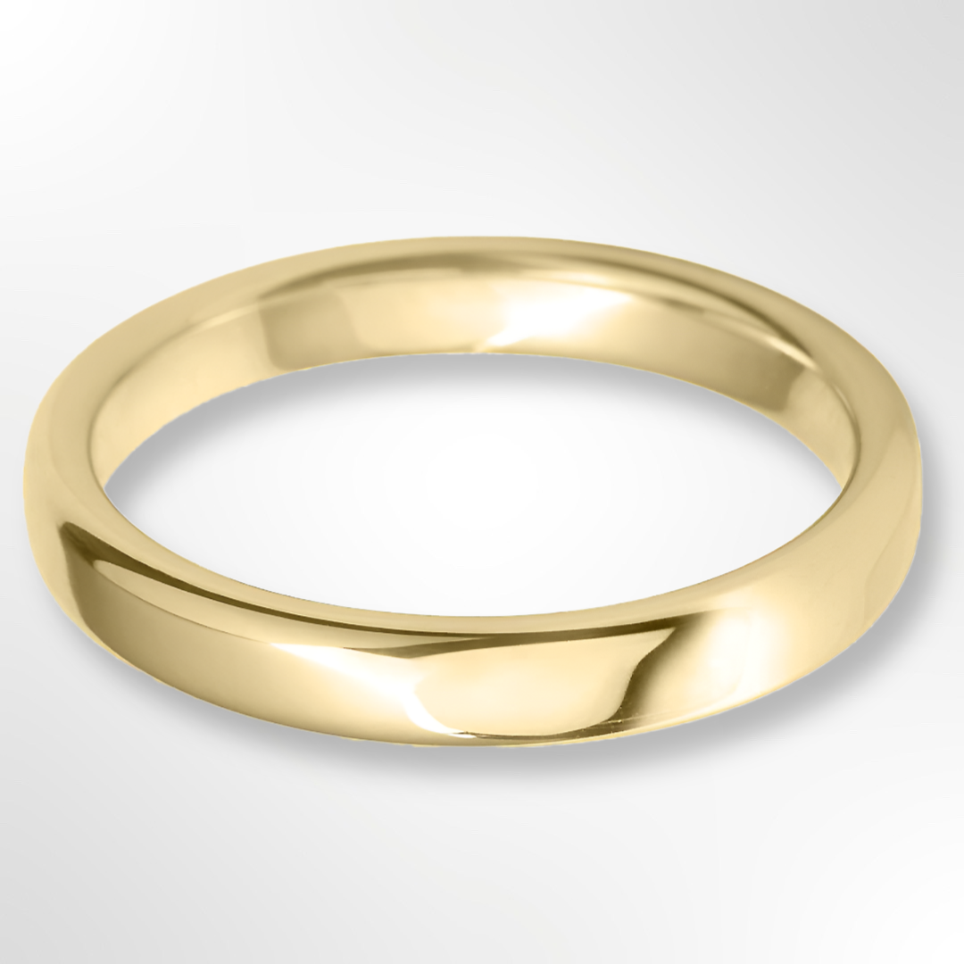 Rounded Flat Wedding Ring Gold 3.0mm