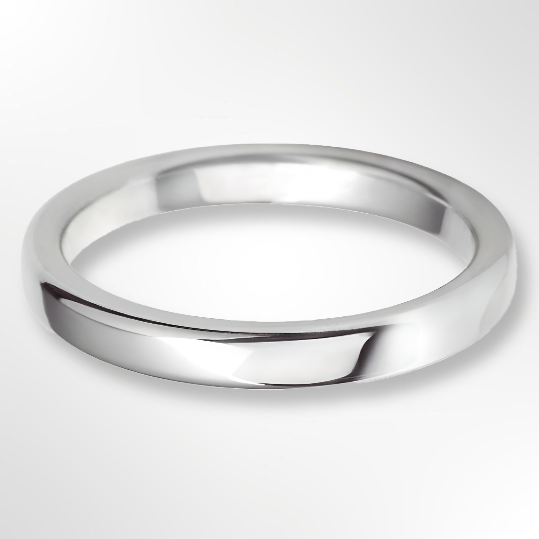 Rounded Flat Wedding Ring Platinum 2.5mm