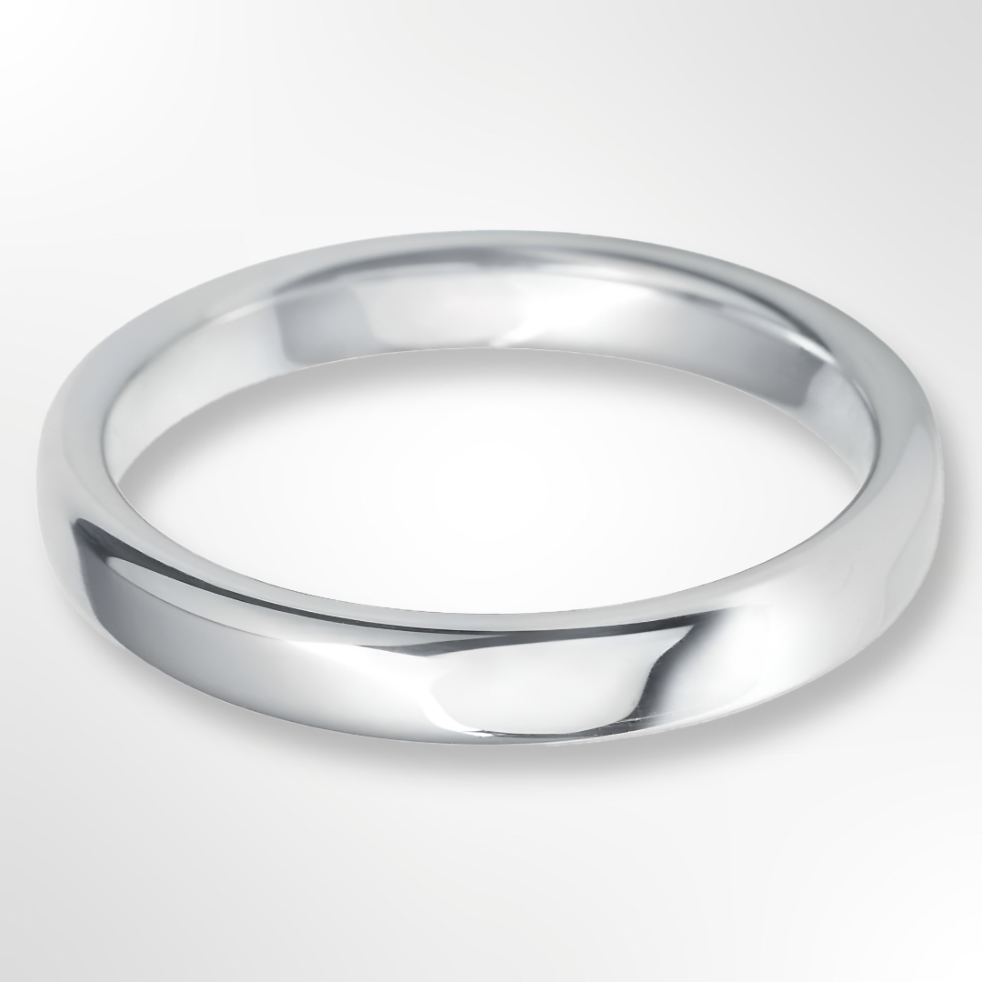 Rounded Flat Wedding Ring Platinum 3.0mm