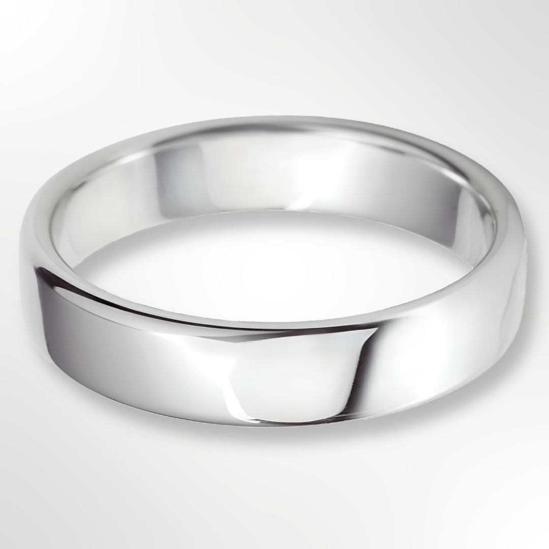 Rounded Flat Wedding Ring Platinum 5.0mm