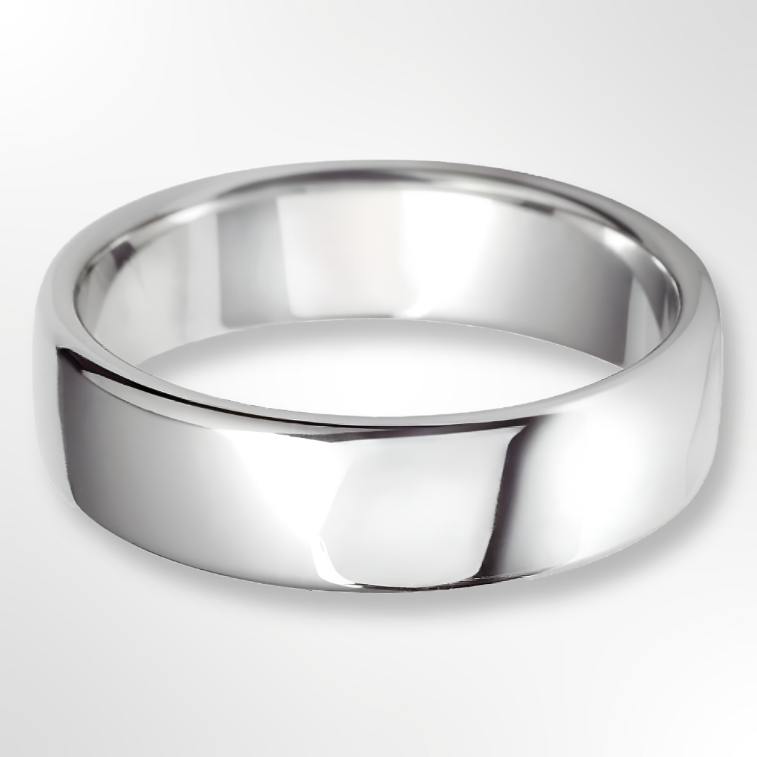 Rounded Flat Wedding Ring Platinum 6.0mm