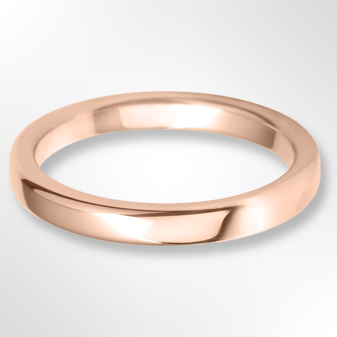 Rounded Flat Wedding Ring Rose Gold 2.0mm