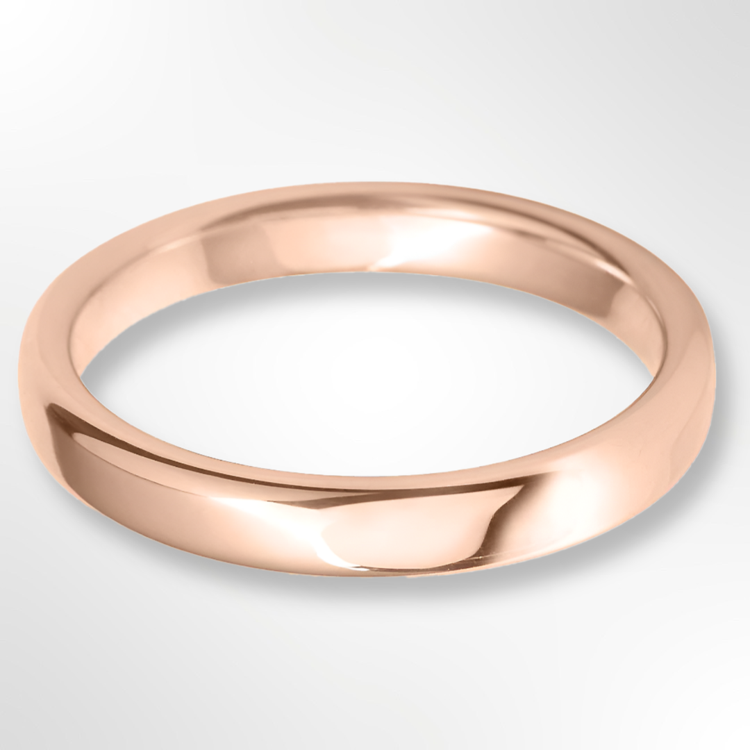 Rounded Flat Wedding Ring Rose Gold 3.0mm