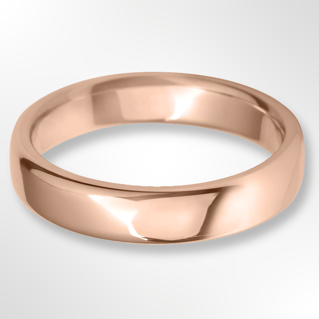 Rounded Flat Wedding Ring Rose Gold 4.0mm