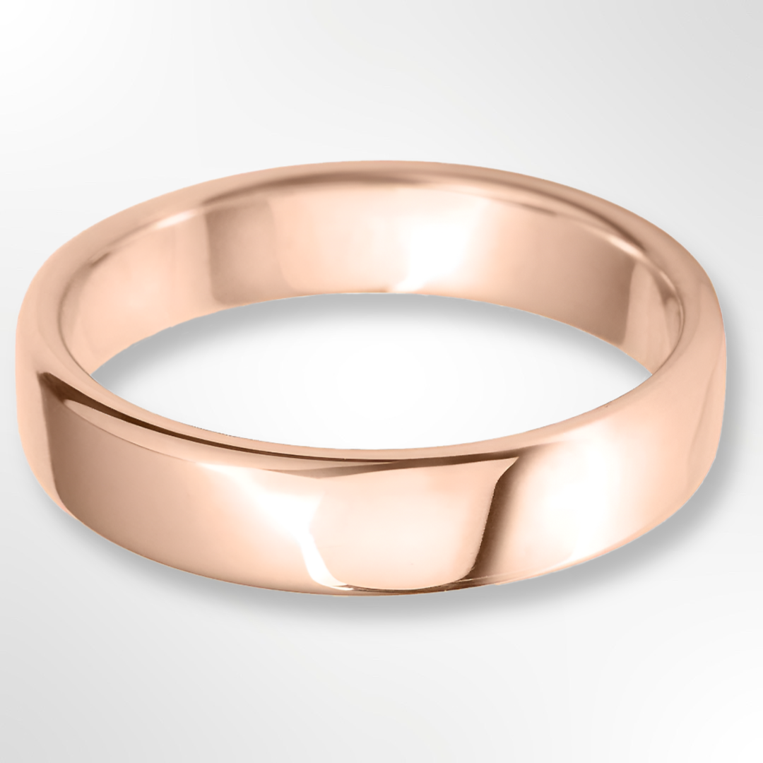 Rounded Flat Wedding Ring Rose Gold 5.0mm