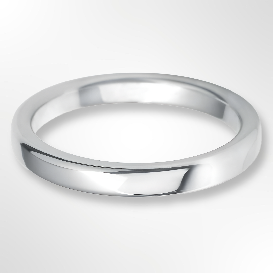 Rounded Flat Wedding Ring White Gold 2.0mm