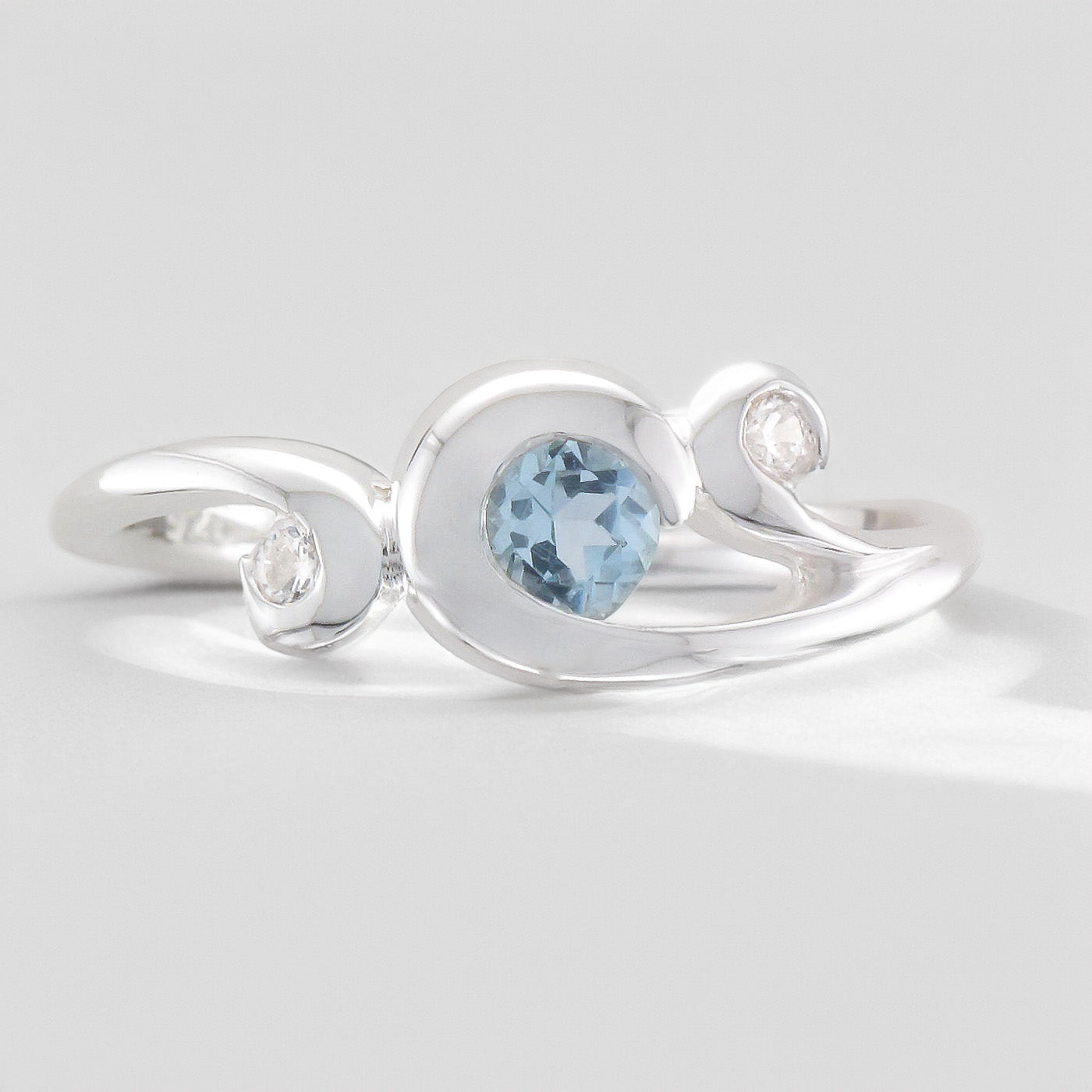 Silver Ascella Blue Topaz & CZ Ring