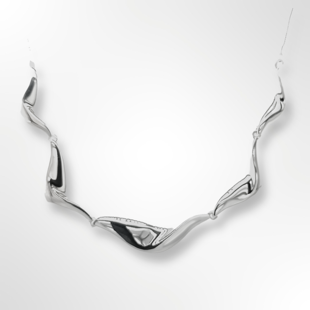 Sterling Silver Wave Link Necklace