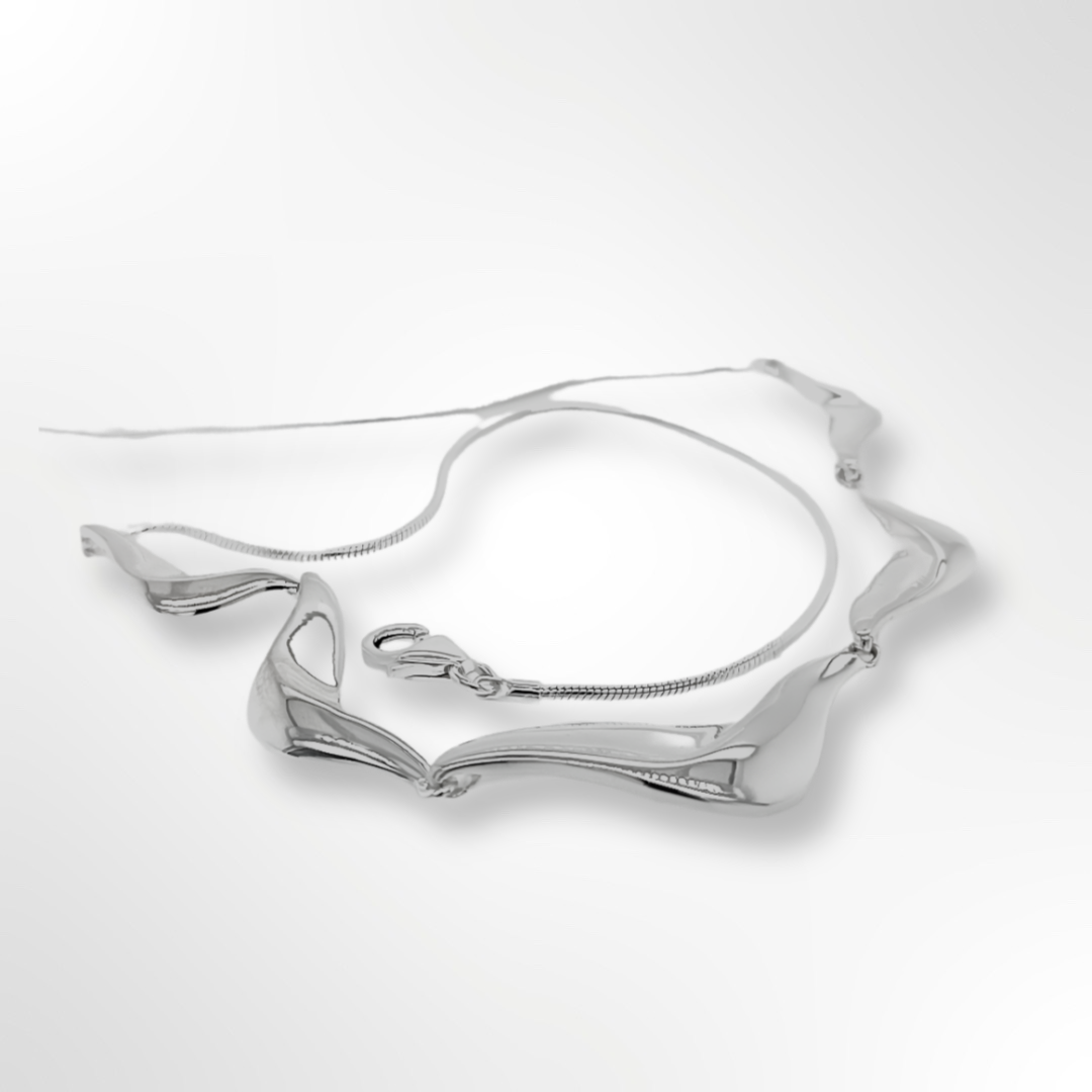 Sterling Silver Wave Link Necklace