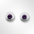 Sterling Silver Satin Halo Amethyst Stud Earrings