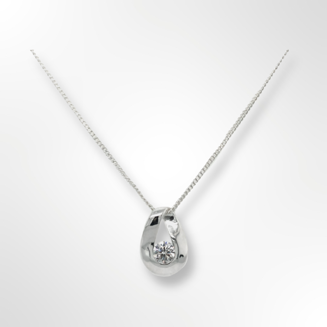 Sterling Silver CZ Loop Pendant Necklace