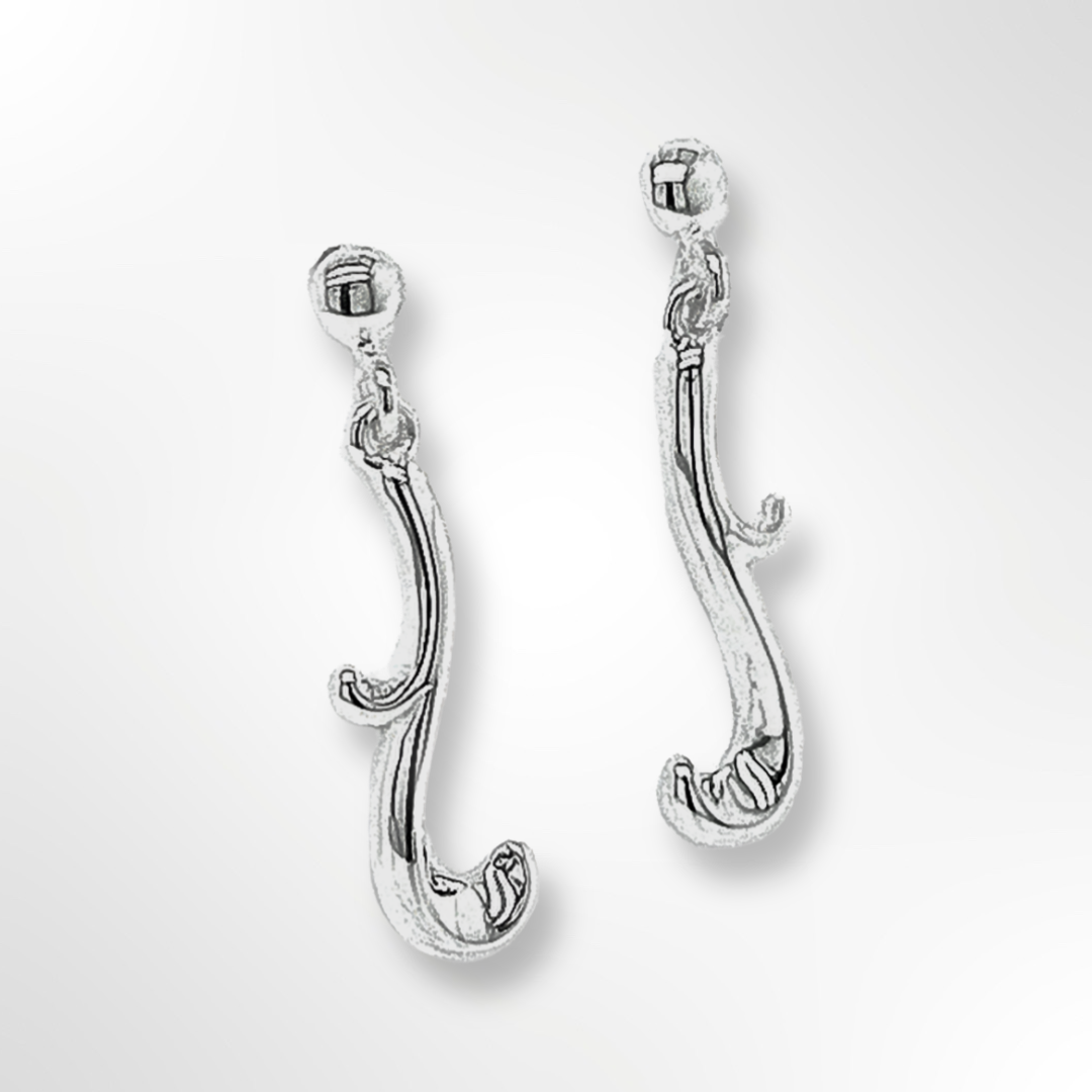 Sterling Silver Polished Curve Drop Earrings