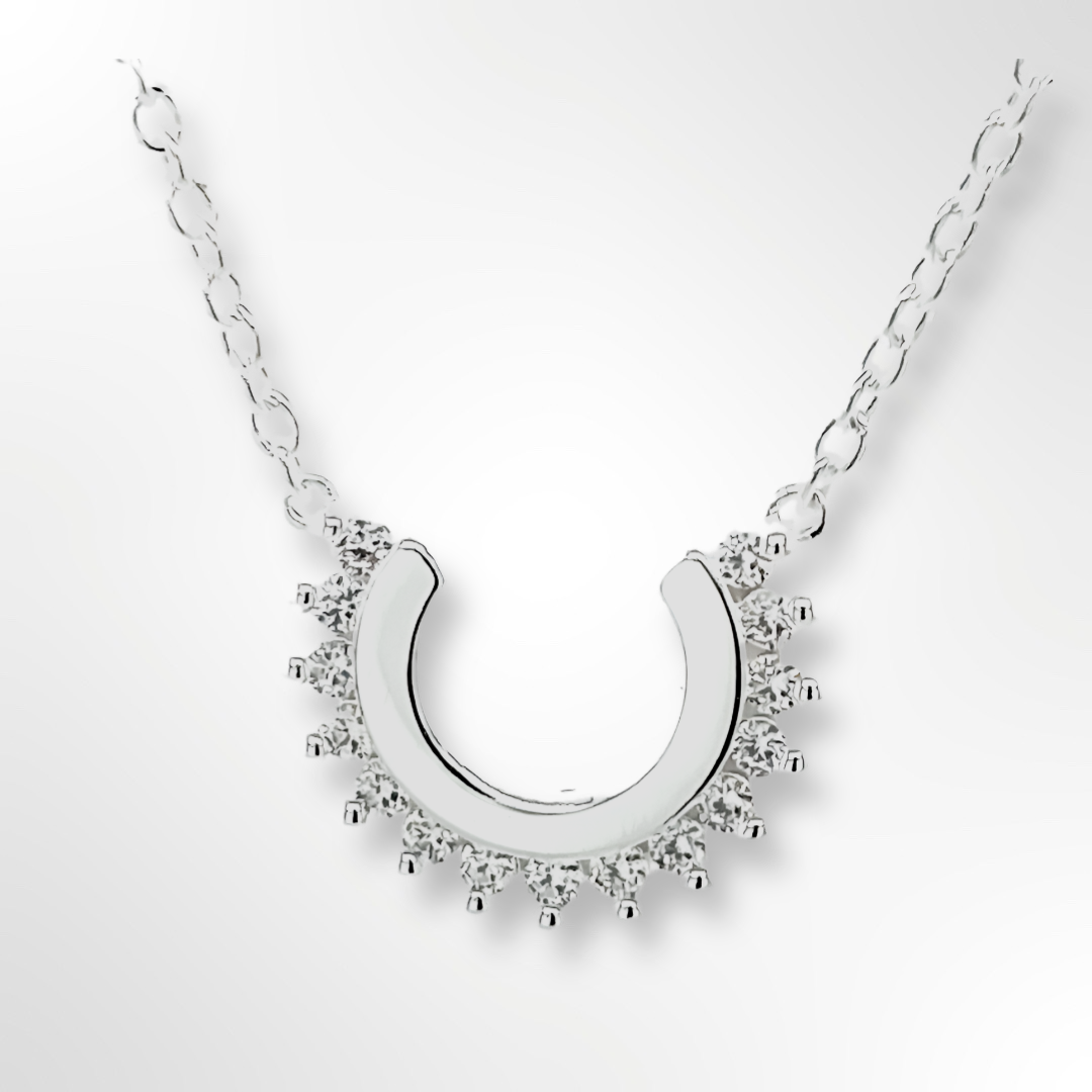 Sterling Silver Curve CZ Pendant Necklace