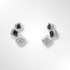 Sterling Silver Cubic Zirconia and 3 Offset Squares Stud Earrings